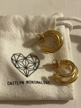 Caitlyn Minimalist Gold Double Hoop Earrings